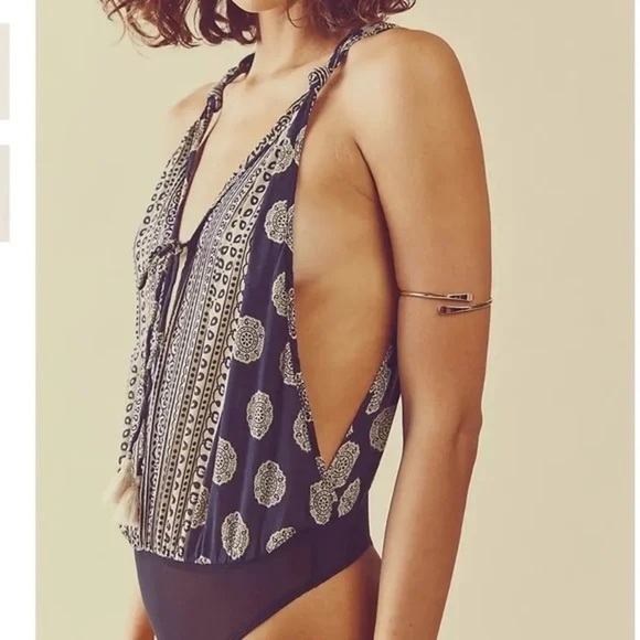 Free People | Soul Of The Sun Bodysuit Black Combo Medium - Picture 2 of 5